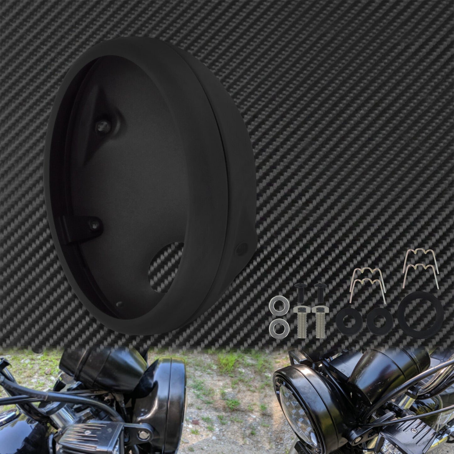 7'' Motorcycle Matte Black Front Headlight Housing Cover Fit for Harley XL1200 Q