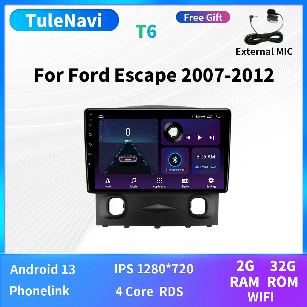 for Ford Escape 1 2007-2012 Auto Car Radio CarPlay GPS Multimedia Stereo Player