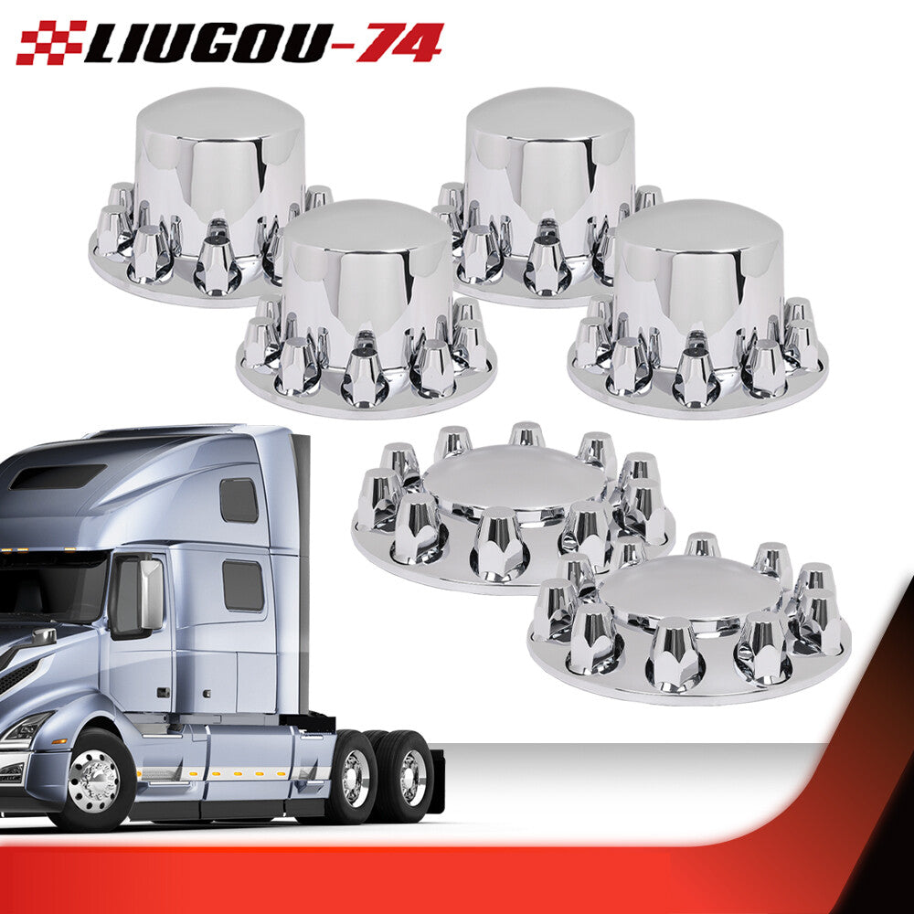 Complete 33mm Lug Chrome Hub Cover Half Truck Wheel Axle Cover Kit - Front and Rear Q