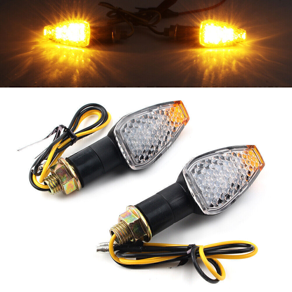 2X Universal for Mini 14 LED Motorcycle Turn Signal Indicators Blinkers Amber Lights Q