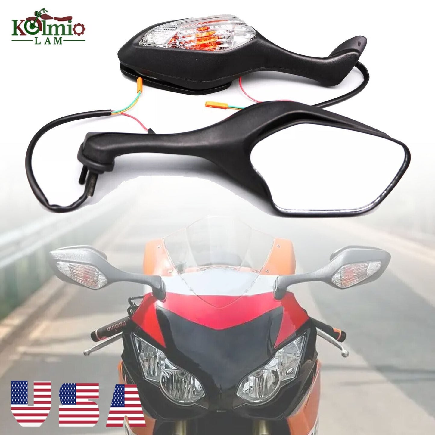 Turn Signal Light W/ Rear View Mirrors Fit for Honda CBR1000RR 2008-2016 10 12