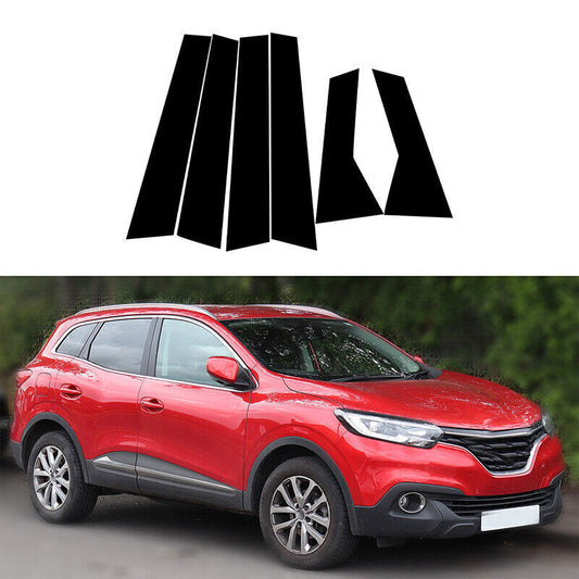 Piano Black Look Pillar Posts Door Window Strip Trim for Renault for Kadjar 2015-18