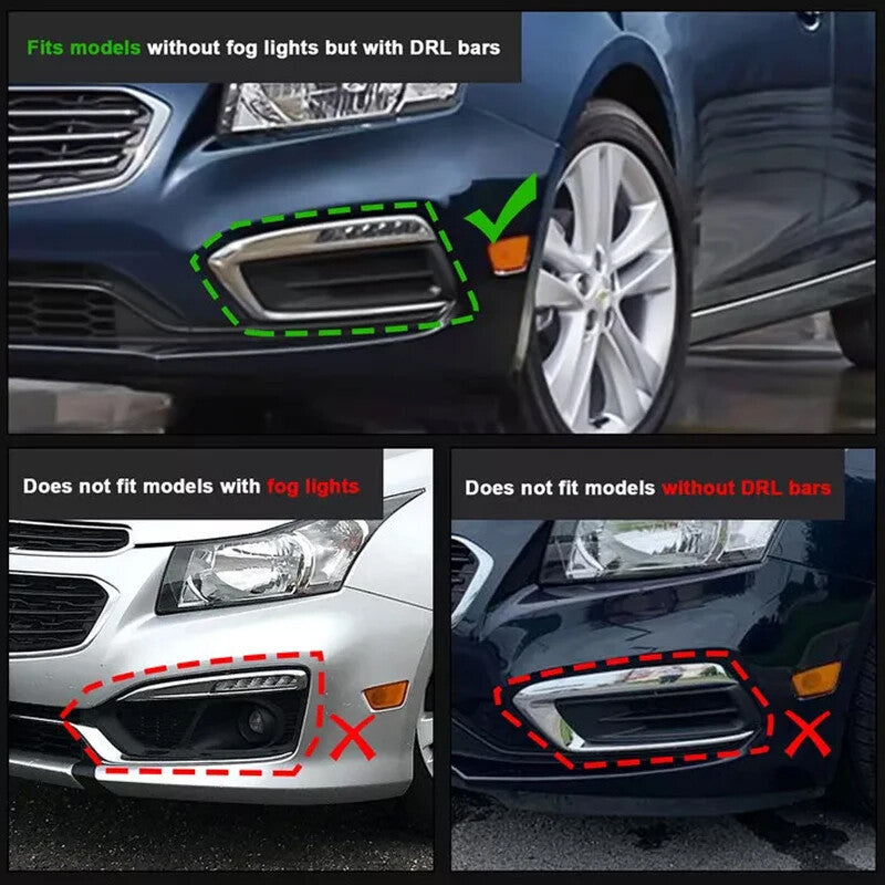 2-Piece Fog Light Protector for 2015 for Chevrolet for Cruze 16 Limited Edition Sedan, Black Front