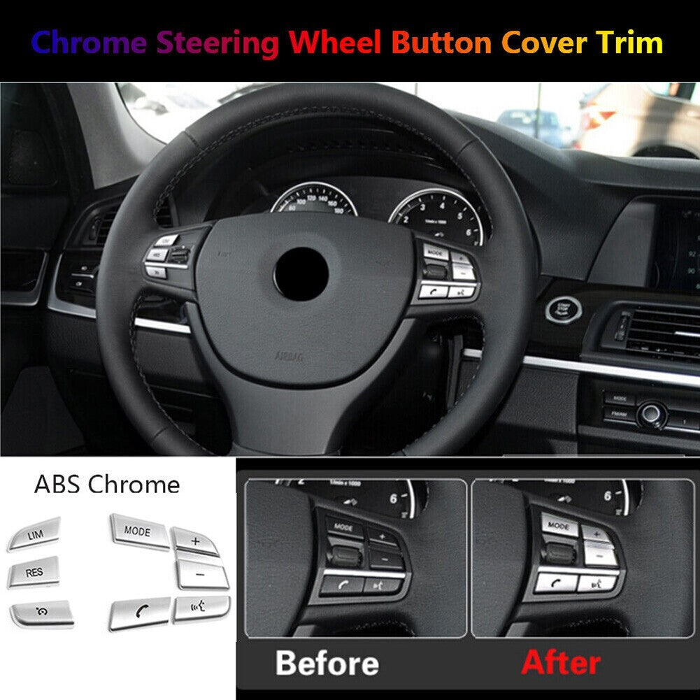 Chrome Steering Wheel Button Cover Trim for 5 6 7 GT F01 F02 F06 F07 F10