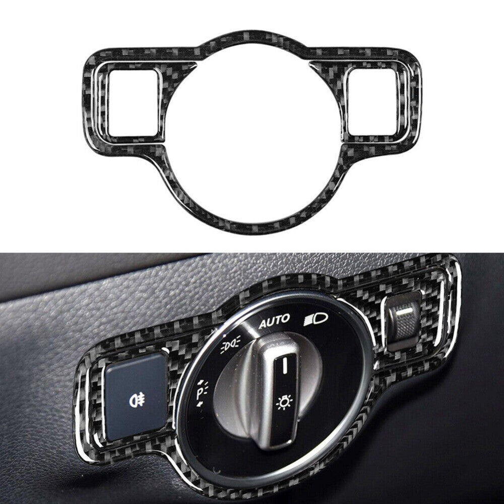 For A B C E G CLA GLA GLK Carbon Fiber Headlight Switch Trim New n