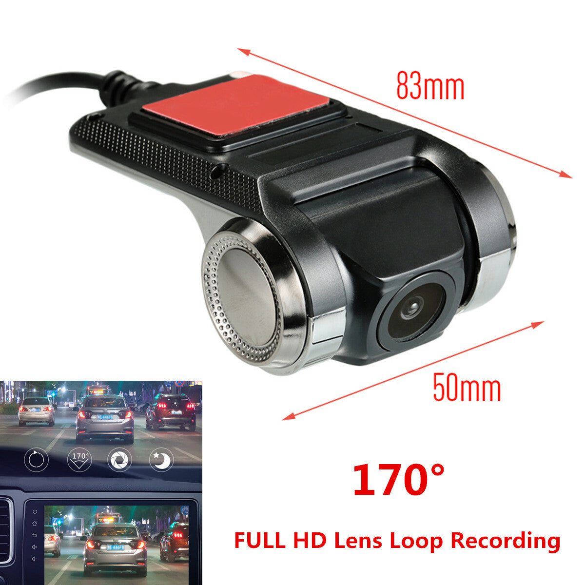 Car Dash Cam DVR Camera Recorder 1080P Full HD USB ADAS G-sensor Night Vision