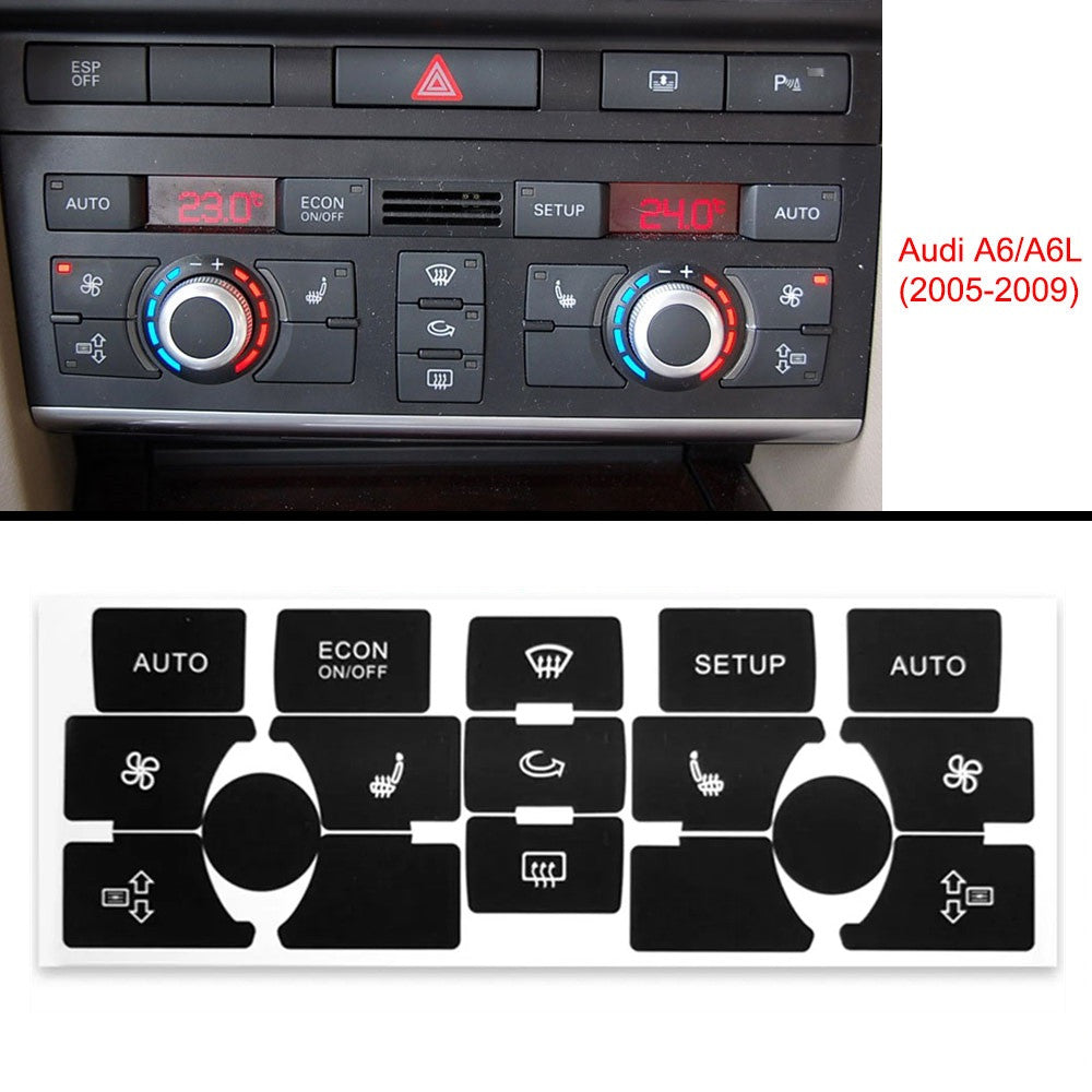 Internal replacement sticker for AC power panel dashboard buttons on 2005-2009 for Audi A6. n