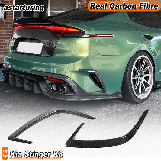 Fit for Kia Stinger 2018-2023 REAL CARBON Rear Bumper Splitters Vent Canard Fins