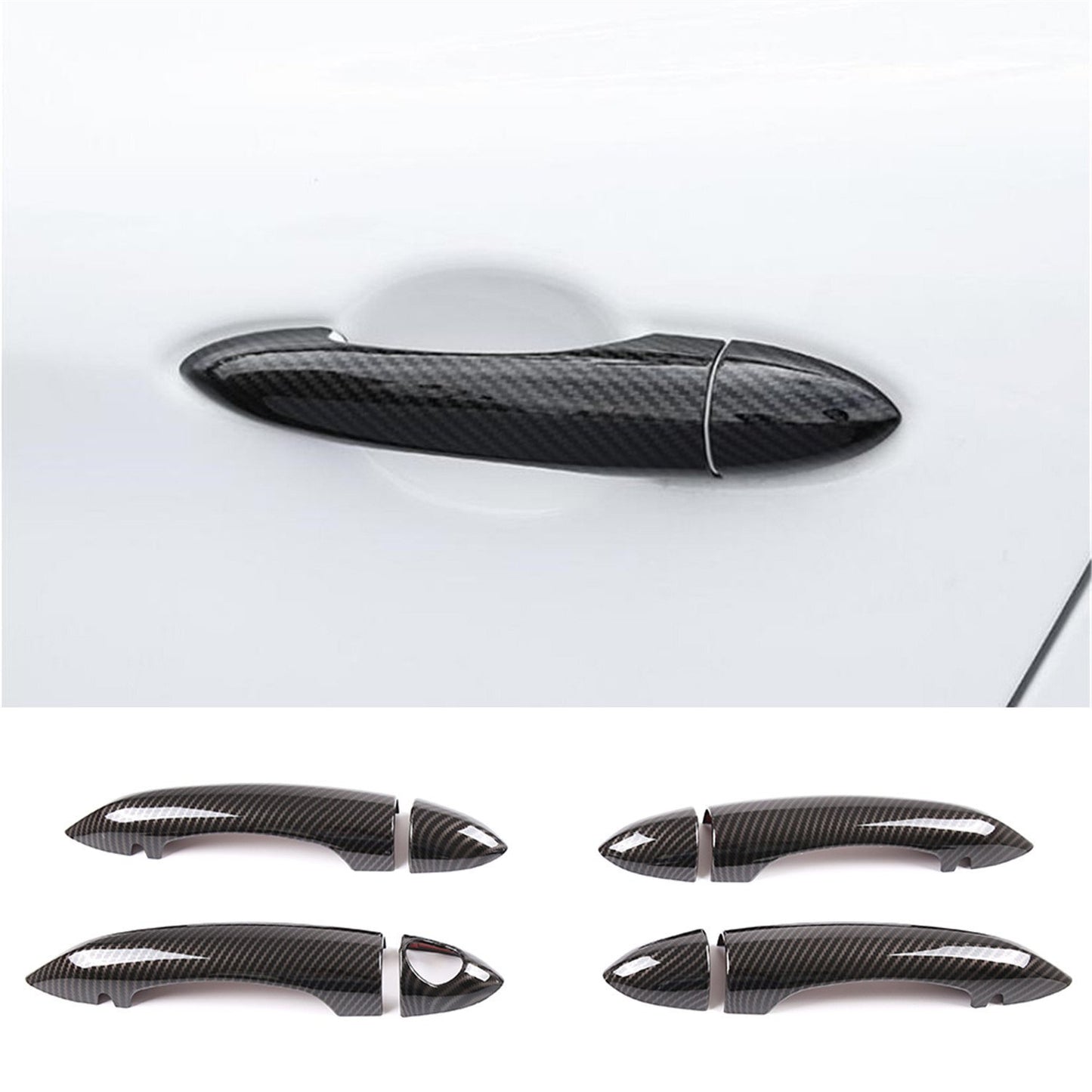 Carbon Fiber ABS Side Door Handle Cover for Alfa Romeo Giulia / for Stelvio 2017-2020