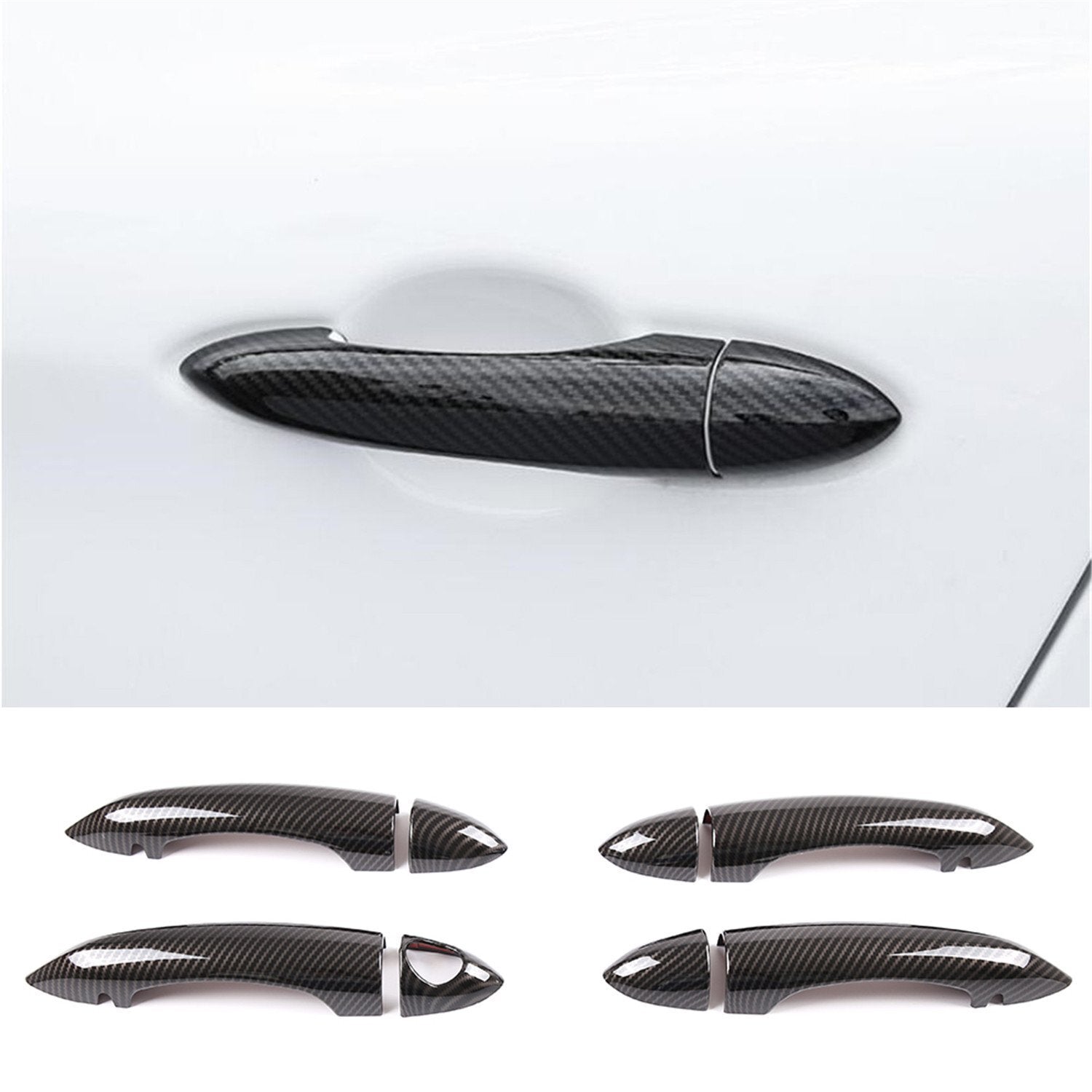 Carbon Fiber ABS Side Door Handle Cover for Alfa Romeo Giulia / for Stelvio 2017-2020