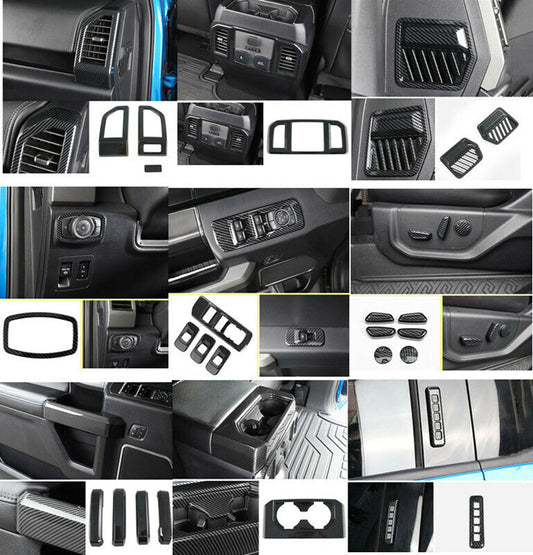 Carbon Fiber Interior Full Set Kit Cover Trim 24x for Ford F150 F-150 2015-2020