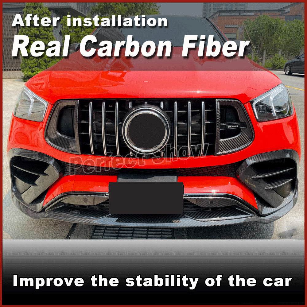for Benz W167 C167 GLE450 GLE63 Coupe REAL CARBON Front Bumper Lip Spoiler