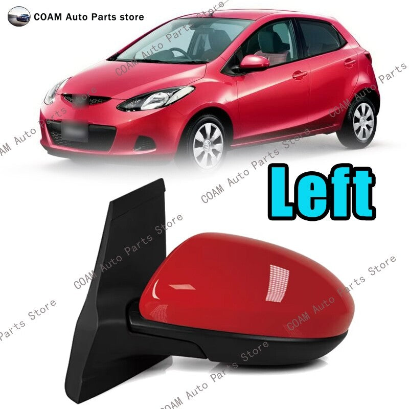 for Mazda 2 DE 2007-2014 Left Red Exterior Door Rearview Side Mirror Assembly Q