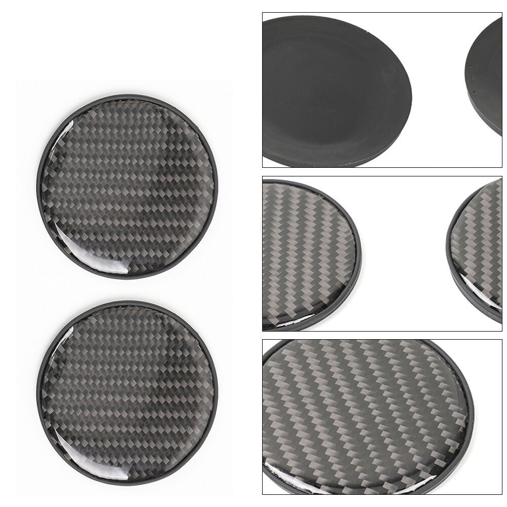 2X Black Carbon Fiber Cup Holder Pad Water Cup Slot Non-Slip Mat Car Accessories