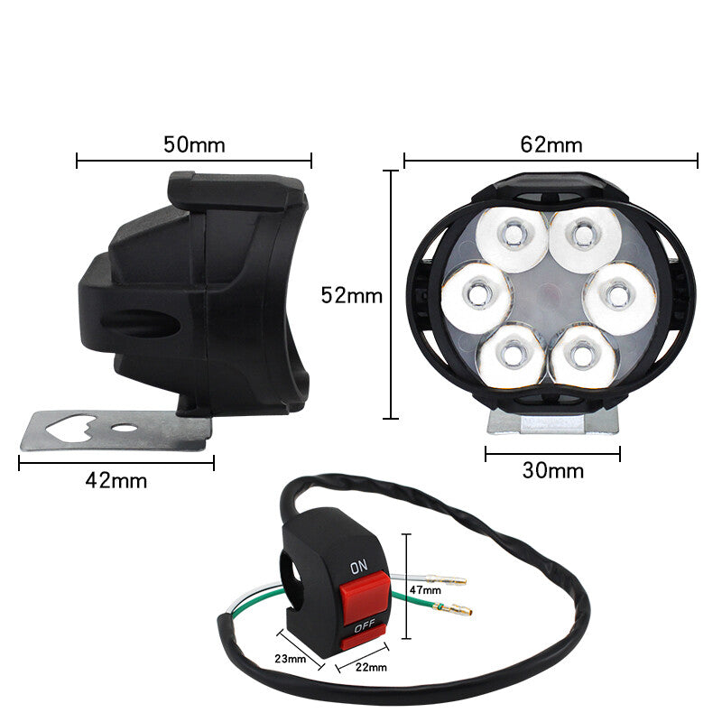 2¡Á Motorcycle Scooter LED Spot Light Headlight Fog Driving Lamps w/ Switch v
