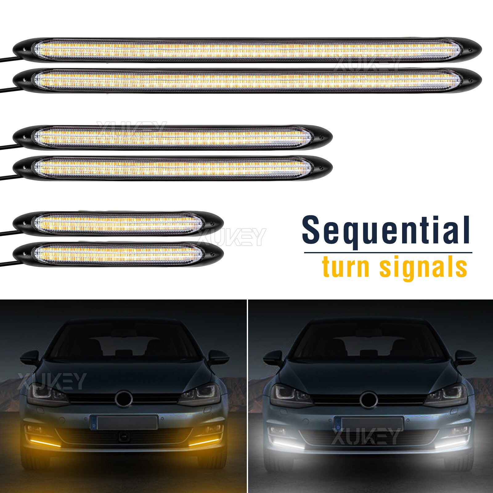 2 pcs Dynamic LED Turn Signal Strip Car Daytime Running Light Lighting Bar