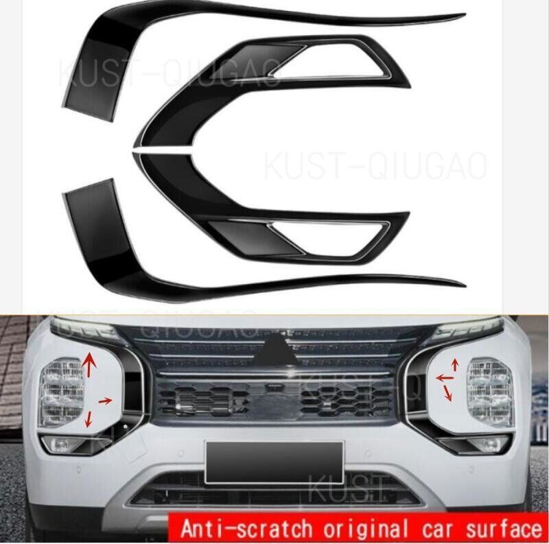 For Outlander 2022 2023-24 Black ABS Front Headlamp Molding Trim n
