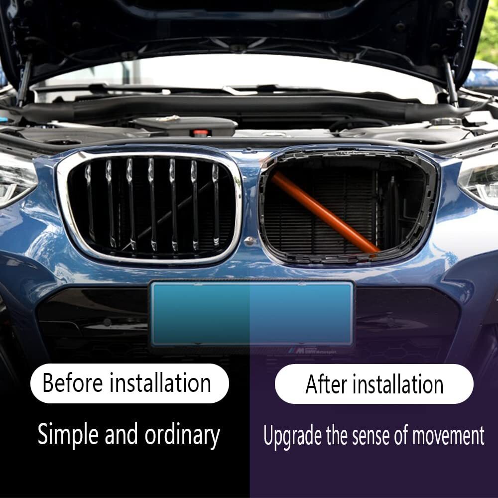 2x Orange Front V Brace Grill Trim Strips Cover for BMW 1 2 3 4 Series F20 F30