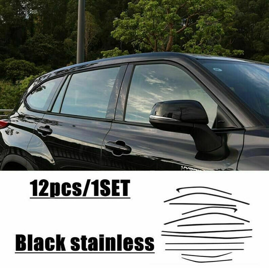 for Toyota Highlander 2020-2023 Black Titanium Window Sill Strips Molding Cover