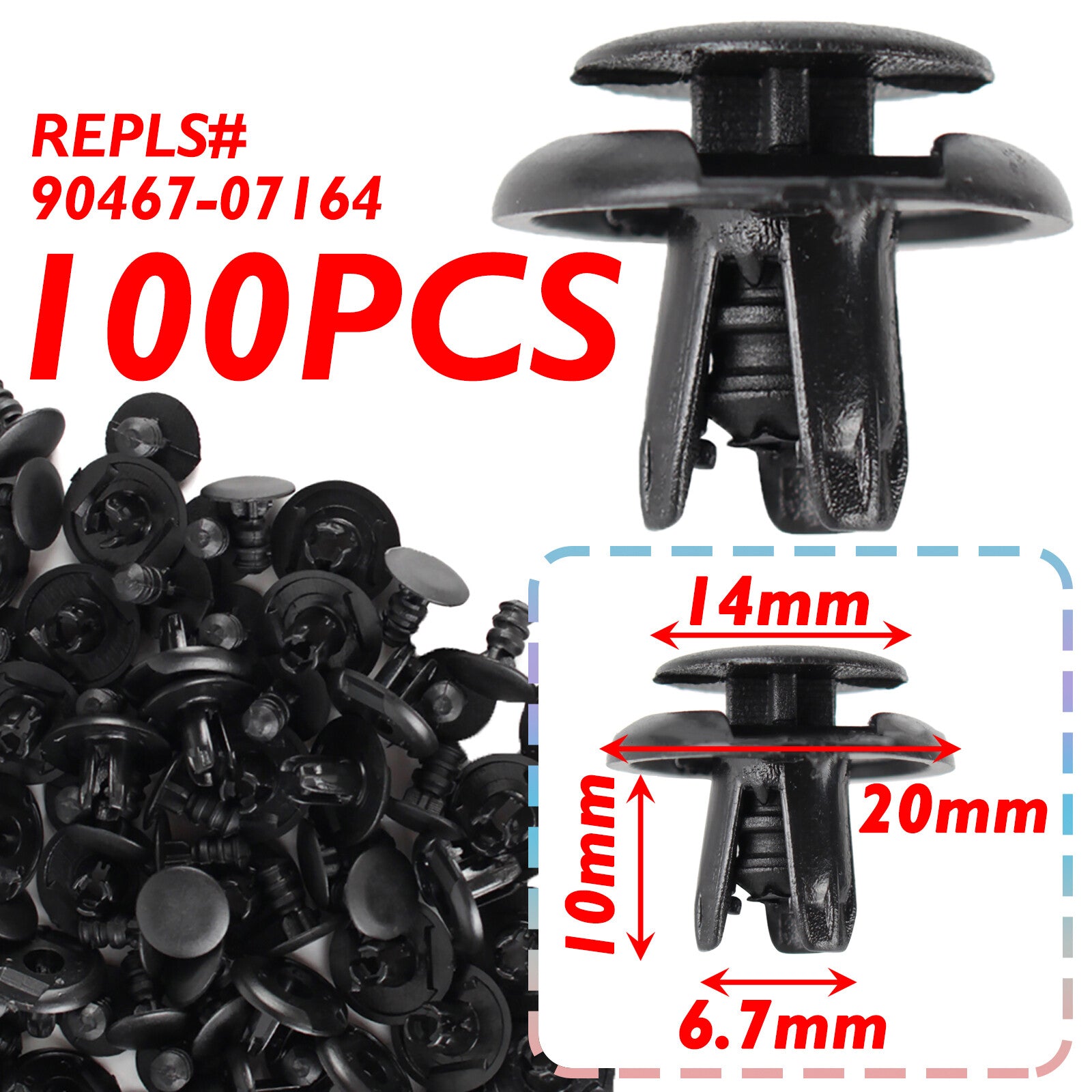 100 Pcs Fender Liner Fastener Rivet Push Clip Retainer for Suzuki Grand Vitara