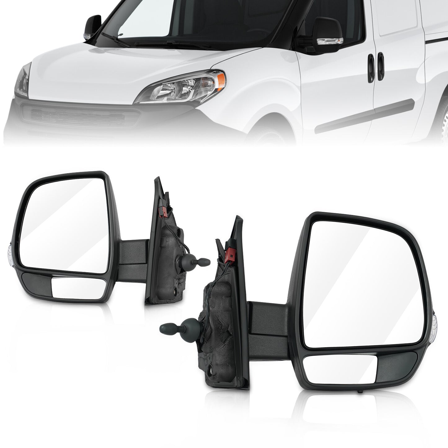 Door Side Mirrors with Turn Signals for 2015 - 2021 for Ram ProMaster City- v