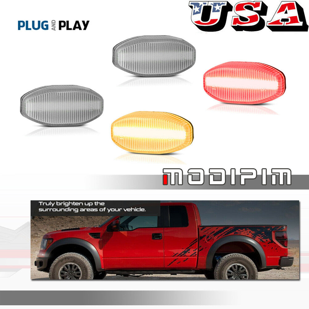 4-Pack Front Bumper Upper + Rear Quarter Panel LED Marker Lights for 10-14 - v