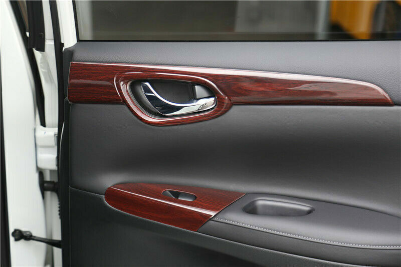 For 13-2019 for Nissan Sentra Abs Wood Grain Inner Door Panel Moulding Cover Trim 4P