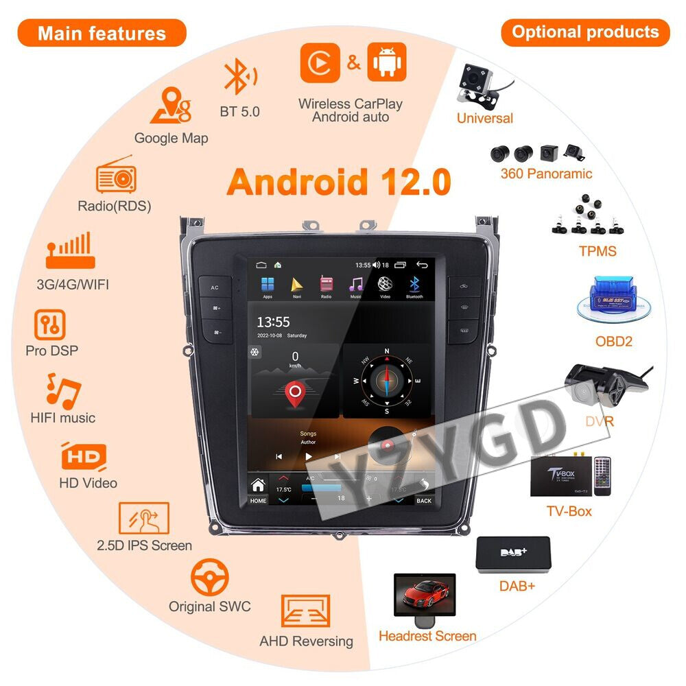 Android 2Din Carplay Car Radio for Bentley Flying Spur 2012-2019 Receiver Screen