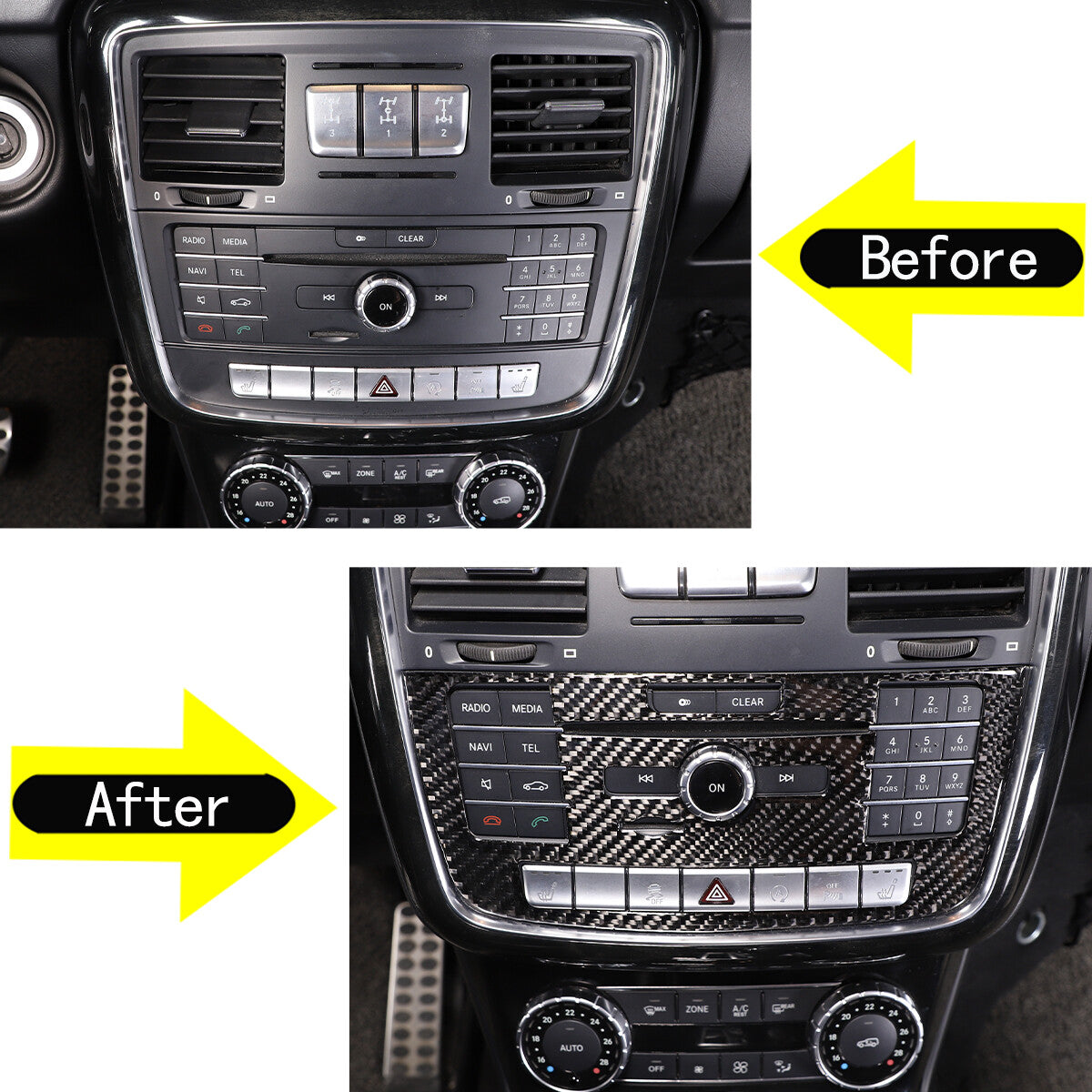 Carbon fiber center control CD button trim panel for G-Class - n