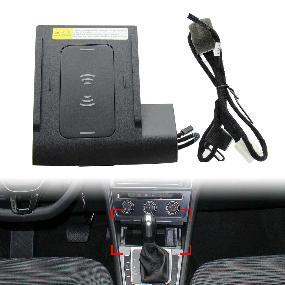 Wireless Car Charger Phone Fast Charging Pad for Volkswagen for Golf MK7 2014-19