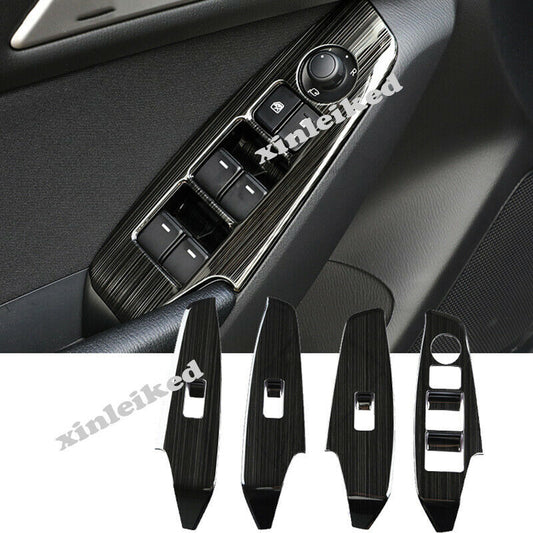 Black Titanium Window Lift Switch Button Cover Trim for Mazda 3 Axela 2017-2018