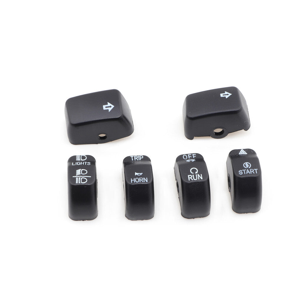 6Pcs Black Hand Control Switch Housing Button Cover Cap for Harley Softail Dyna Q