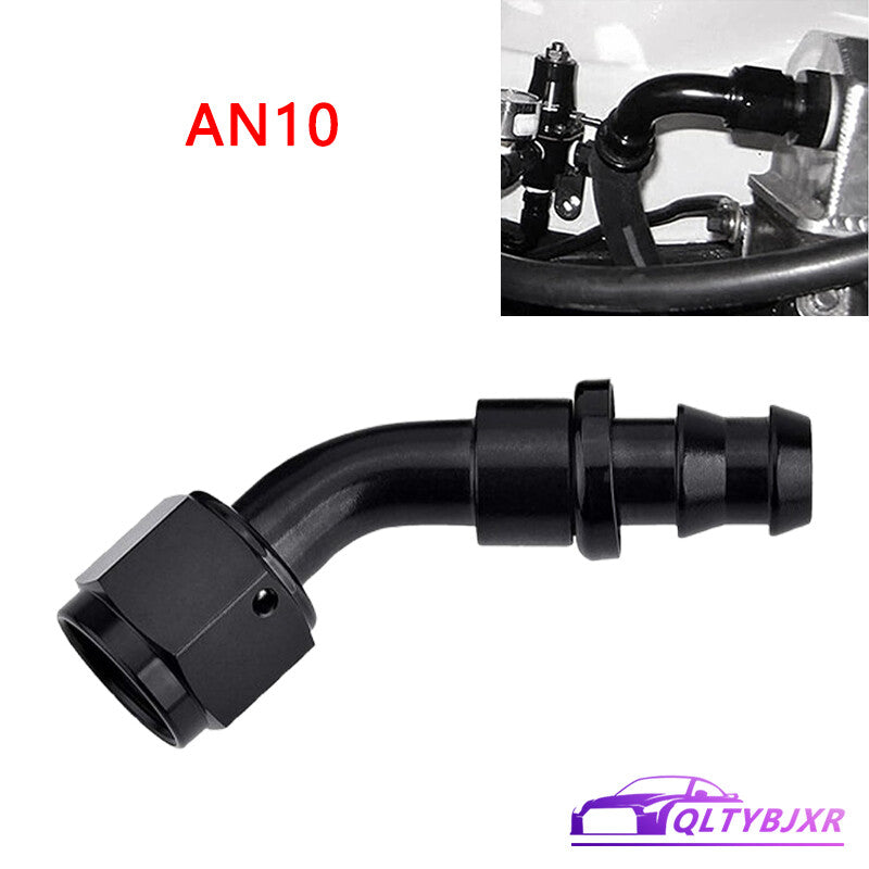 10AN AN10 45 Degree Push-On Hose End Fittings/Adapters Push Lock Barb Black