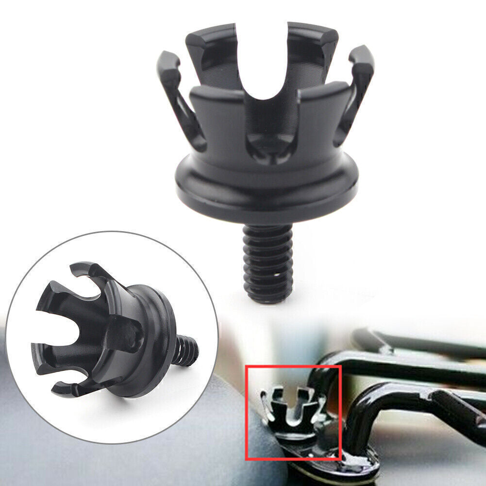 Black Imperial Crown Rear for Seat Bolt Tab Screw Cap Mount Fits for Harley 1996-2019