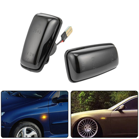 Pair LED Side Marker Indicator Light Repeater Black For Berlingo Partner 106 806 Q