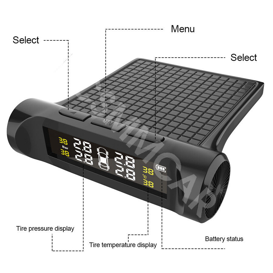 Wireless LCD TPMS Car Tire Pressure Monitoring System W/4 External Sensors