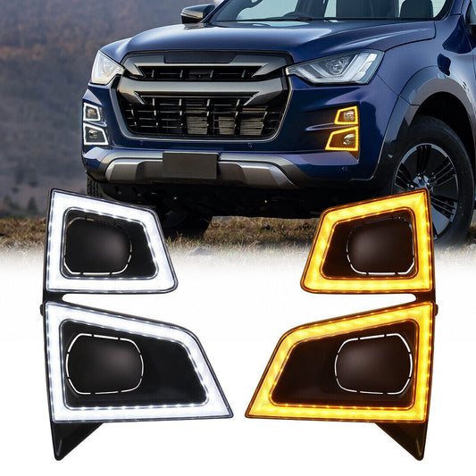 Pair LED Daytime Running Light DRL Fog Lamp for Isuzu D-max Dmax 2020 2021 2022