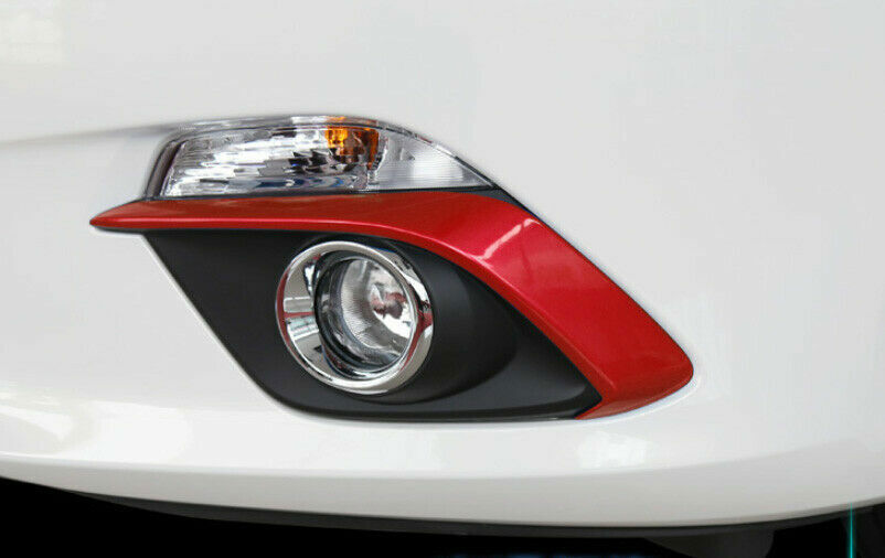 2P for Mazda 3 Axela 2014-2016 ABS Bright red Front Fog Light Cover Trim Eyebrow