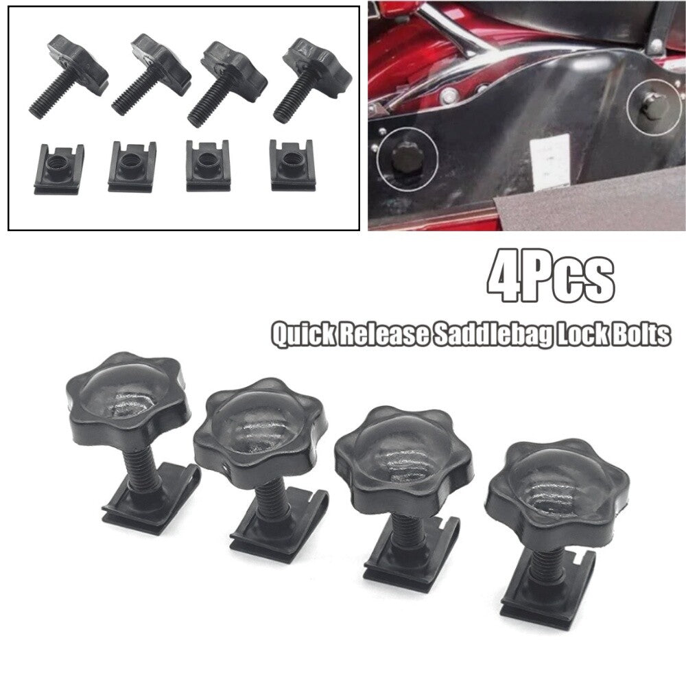 4-Pack Black Saddlebag Anti-theft Screws Quick Release for Harley Touring Road King n