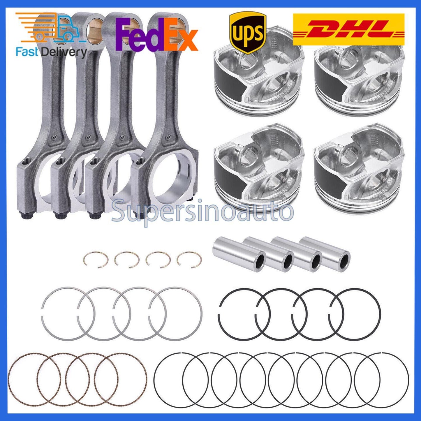 For 11-19 for Hyundai Sonata for Kia Sorento Optima 2.4L Set Connecting Rod Piston