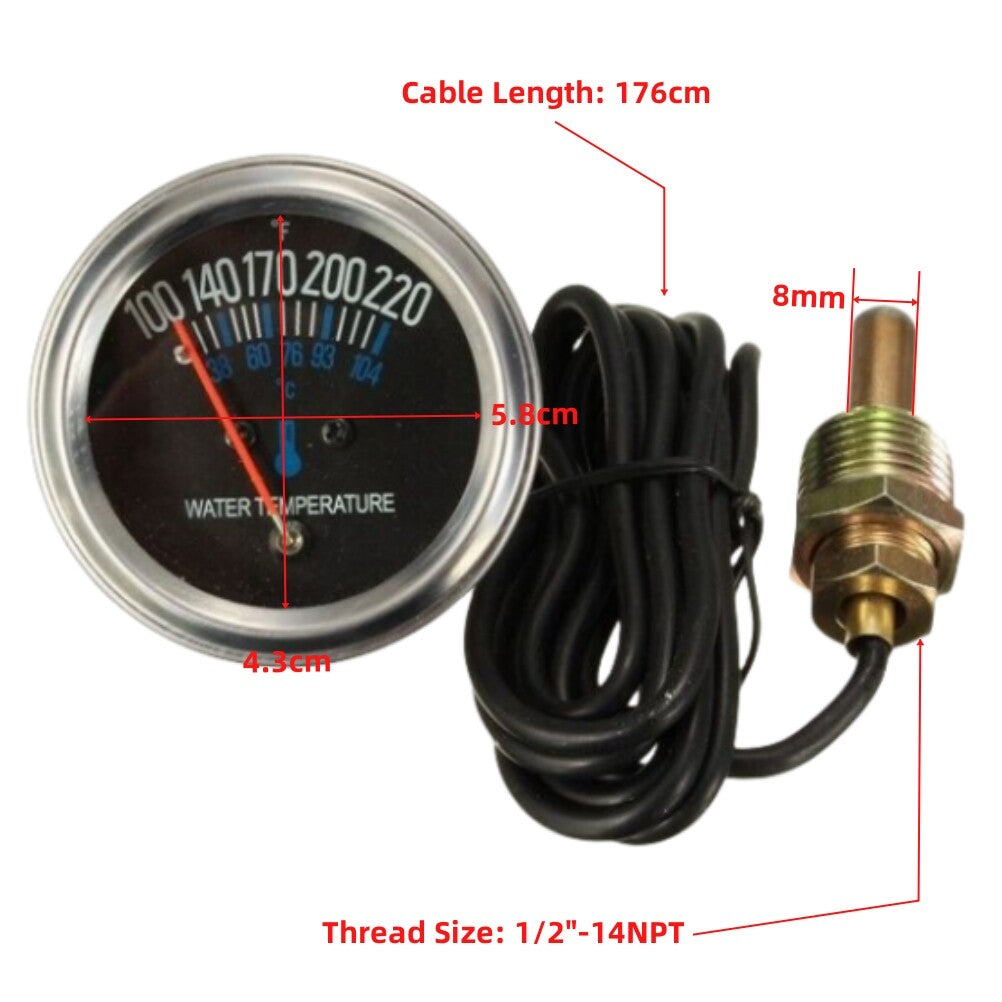 2'' 52mm Pointer Mechanical Car Water Temp Temperature Gauge ¨H and ¡æ With Sensor Q