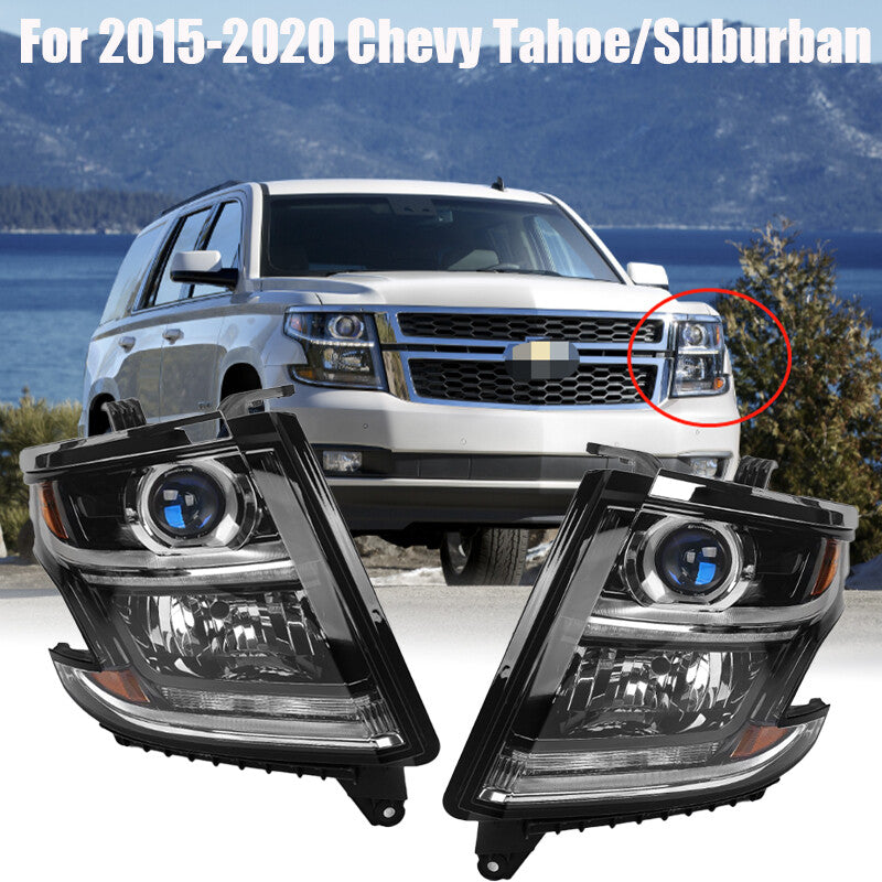 HID/Xenon Assembly Driver&Passenger Headlight For 2015-2020 for Chevy Tahoe/Suburban n