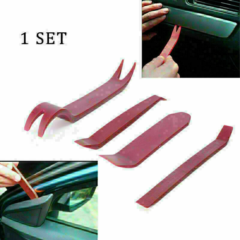 4x Universal Car Dash Moulding Trim GPS Door Panel Radio Open Pry Removal Red