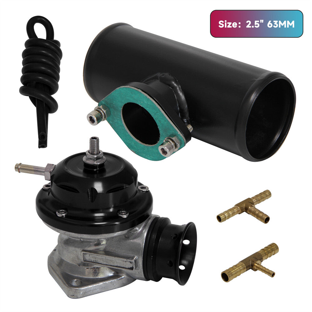 UNIVERSAL BILLET ALUMINUM TYPE-S TURBO BLOW OFF VALVE BOV+2.5 FLANGE PIPE