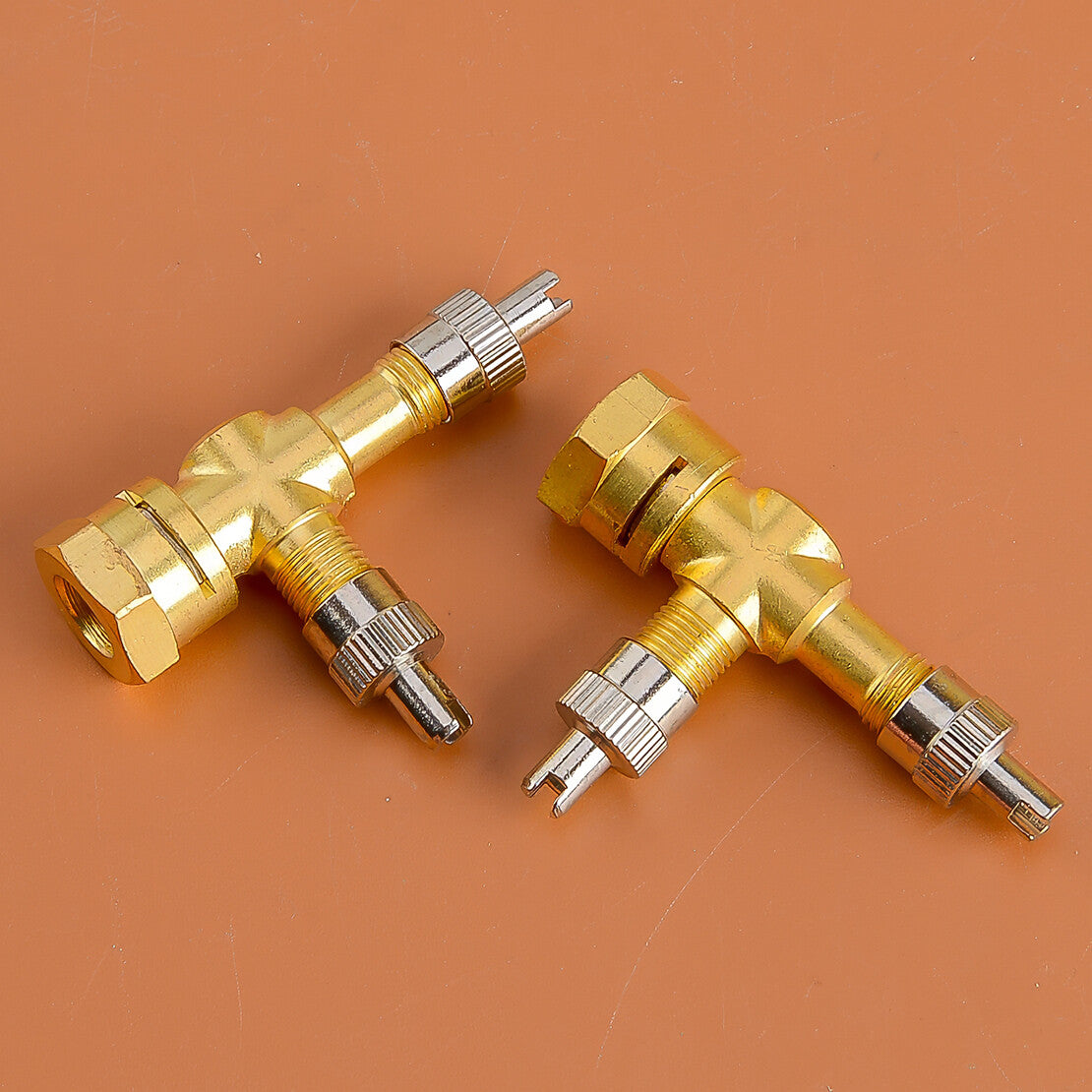 2pcs TPMS Valve Tee Adapter 3-way Pure Copper Motorcycles Automobiles Car Acc v