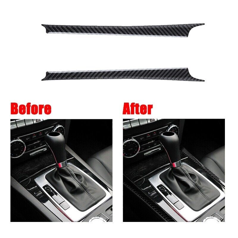 Carbon fiber car gear shift side panel cover decorative sticker for W204 (2007-13) n