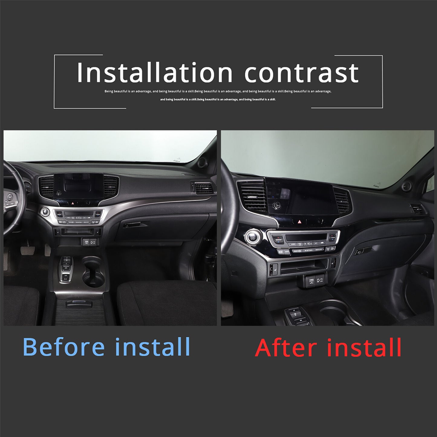 Gloss black dashboard panel cover trim for Honda Ridgeline Passport Pilot 16-22- n