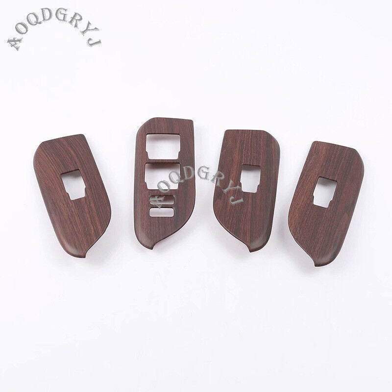 Wood Grain Inner Window Lift Panel Switch Cover Trim for Toyota Prado 2010-2021