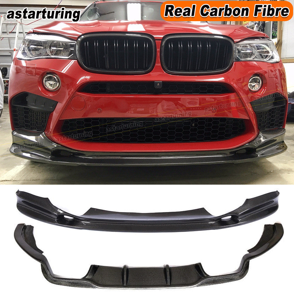 for BMW F85 X5M F86 X6M REAL CARBON Rear Bumper Diffuser Lip Front Spoiler Kits