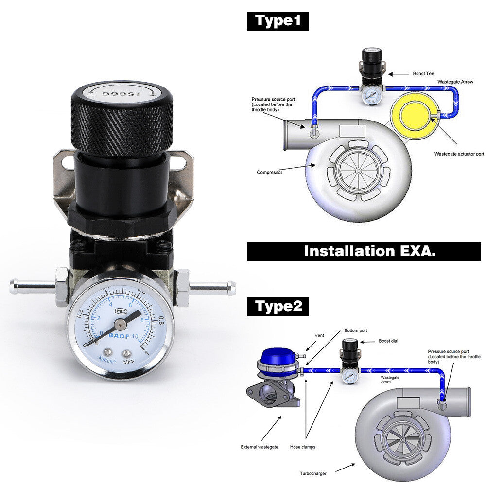 T2 Universal Manual Gauge Turbo Boost Controller 1-150 PSI SR20DET SR Black